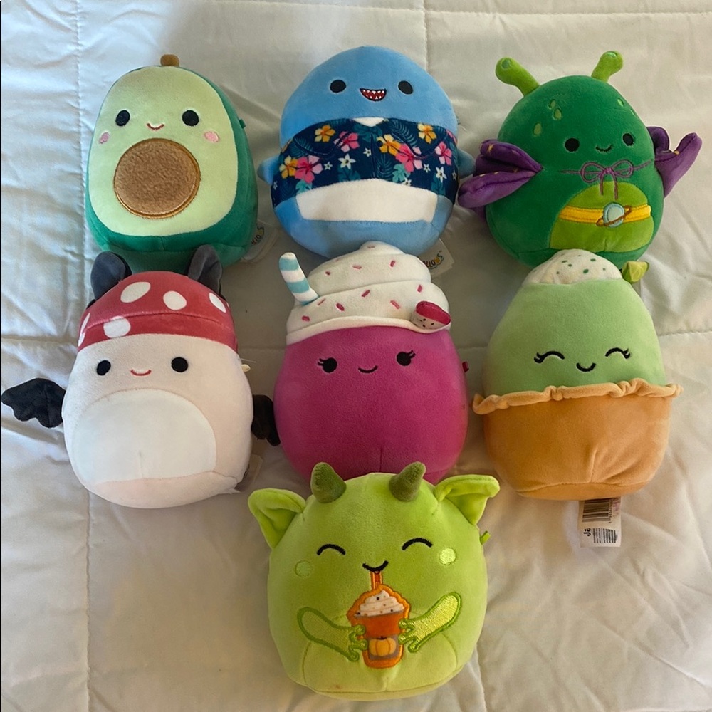 Seven authentic squishmallows